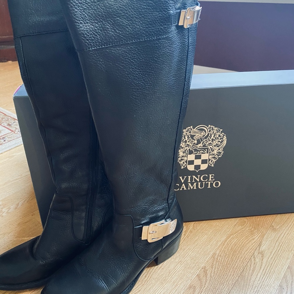 Vince Camuto Knee High Black Leather Boots